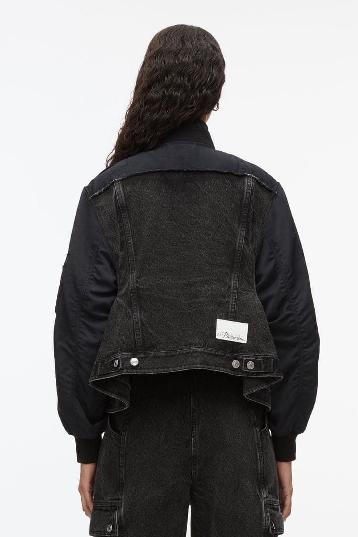 定価14万 3.1 フィリップリム 黒 デニム MA-1 デニム ジャケット M