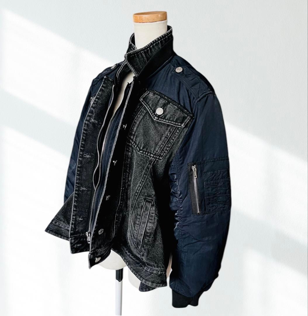 定価14万 3.1 フィリップリム 黒 デニム MA-1 デニム ジャケット M