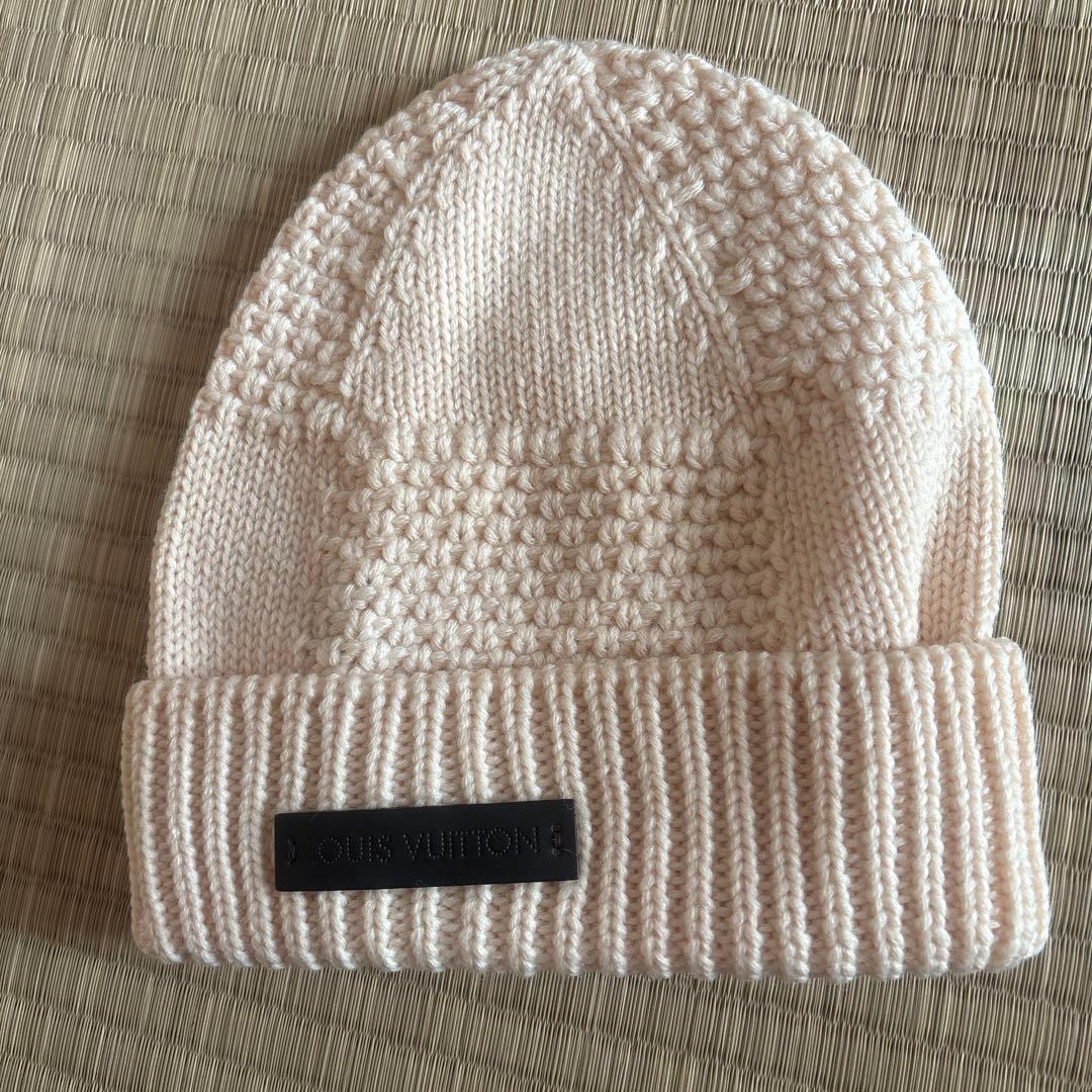 LOUIS VUITTON ダミエ ニットキャップ　レザータグ