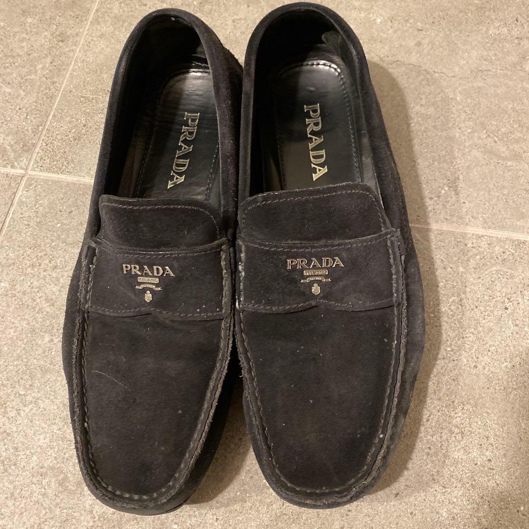 PRADA ブラック スエード モカシン
