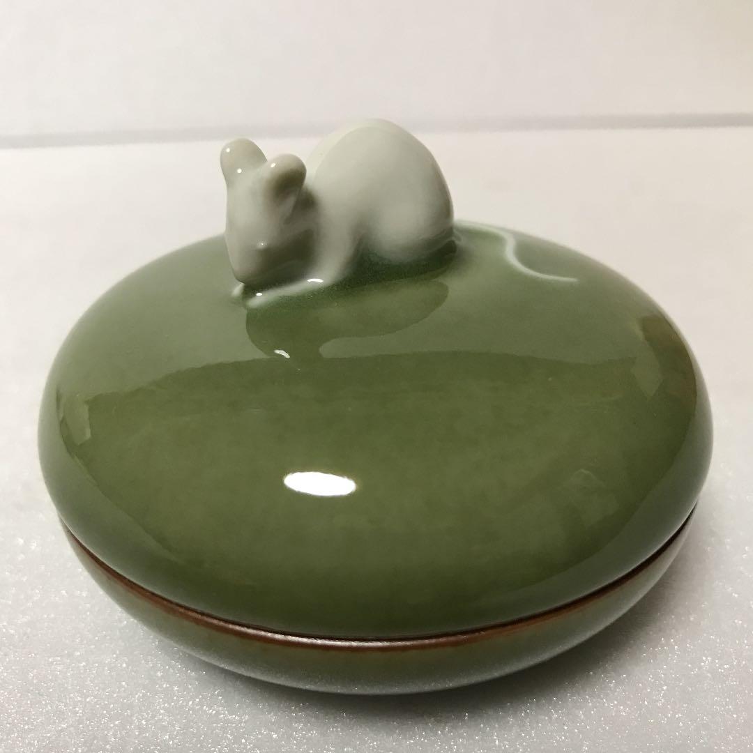 未使用　諏訪修　3代目　蘇山　香合　干支子　ネズミ　共箱　骨董品