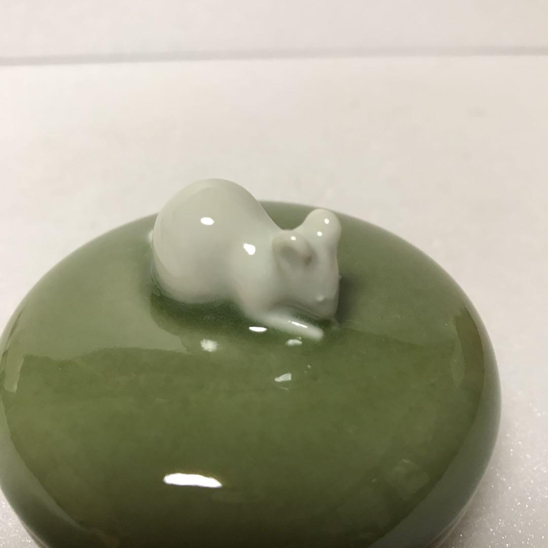 未使用　諏訪修　3代目　蘇山　香合　干支子　ネズミ　共箱　骨董品