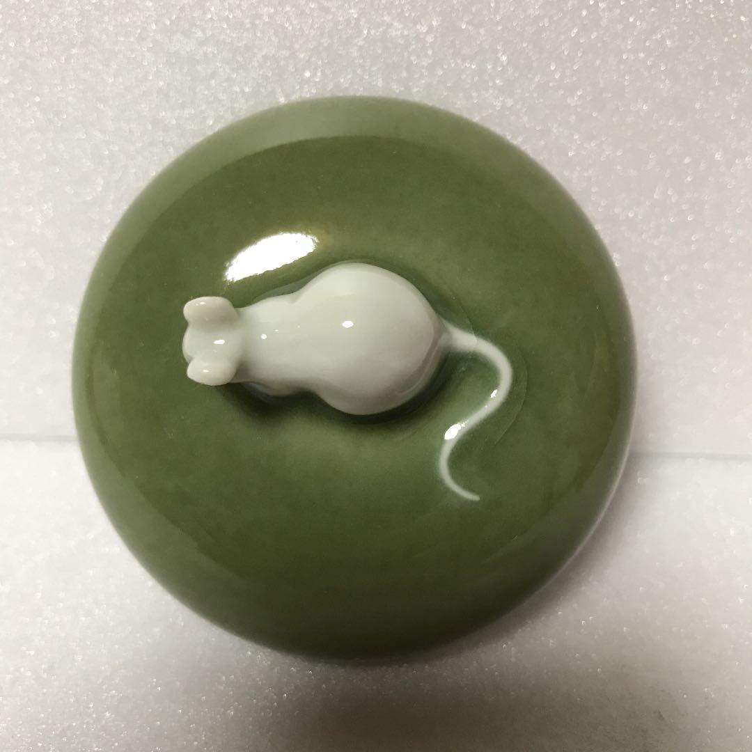 未使用　諏訪修　3代目　蘇山　香合　干支子　ネズミ　共箱　骨董品