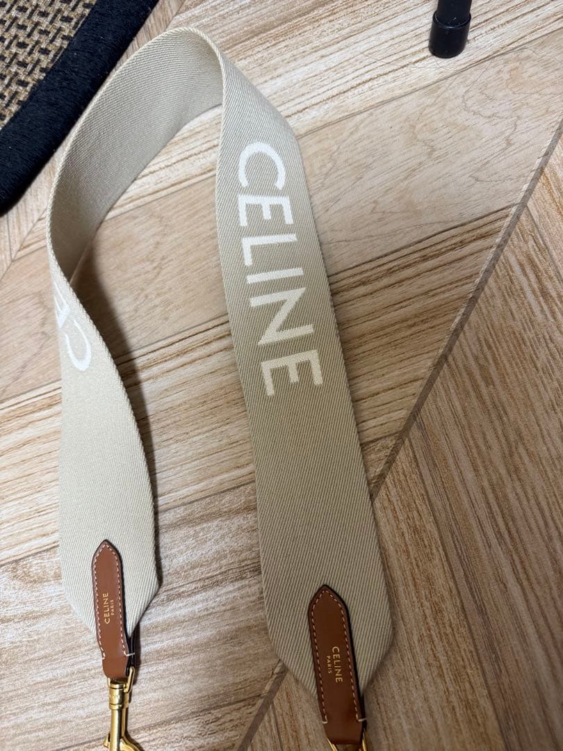 CELINE ジャカード ショートストラップ / ウール ベージュ/ホワイト