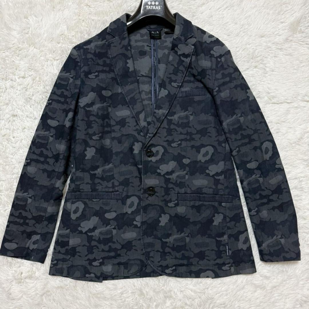 ✨未使用級/XL✨アルマーニエクスチェンジ テーラードジャケット 迷彩 デニム