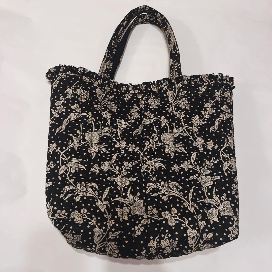 josh.k様オーダー　キルトフリル特大トートバッグ　マロリー　黒