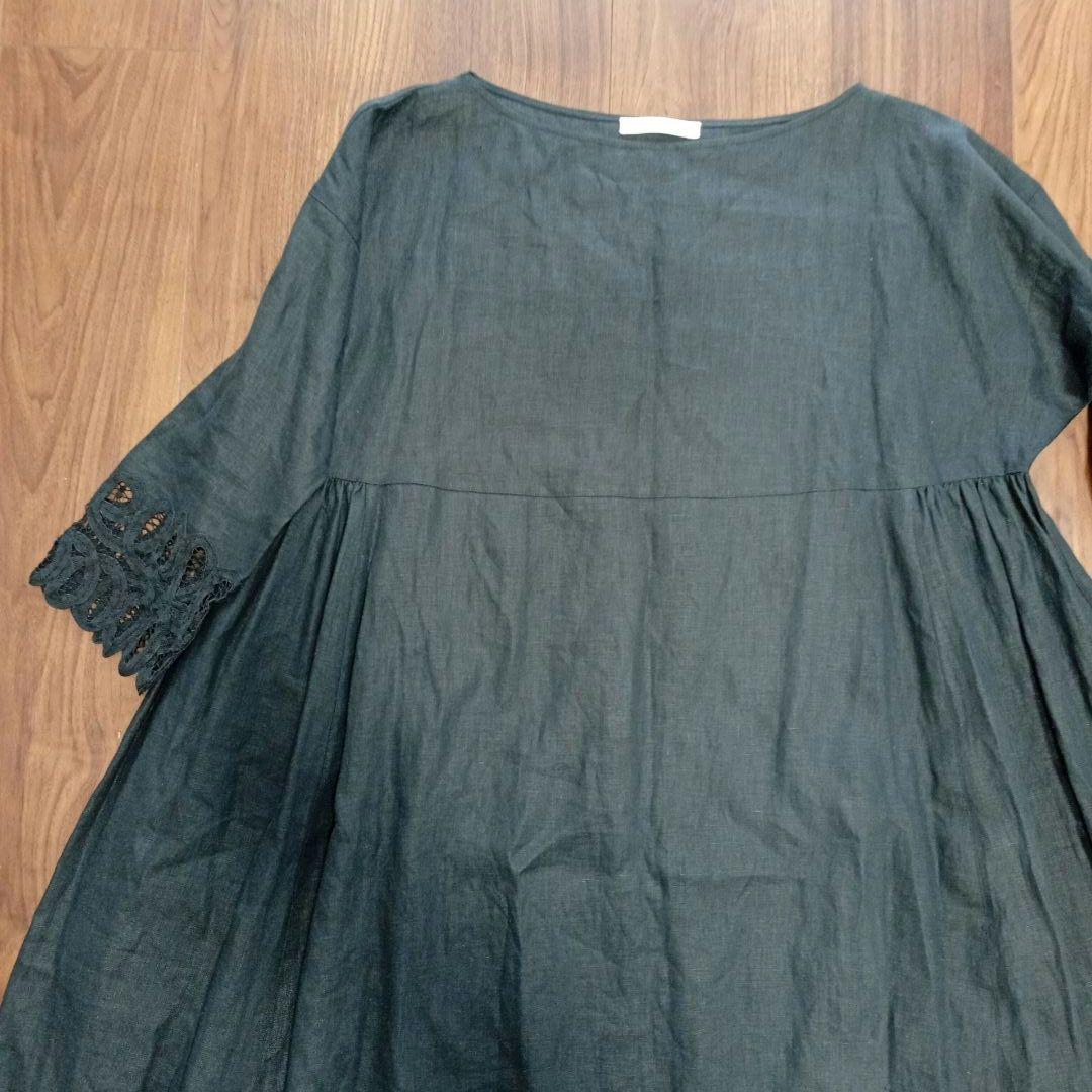 ハウスオブロータス　バテンレースワンピース　麻　リネン