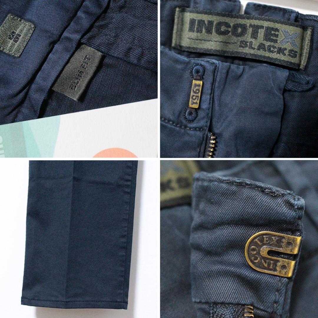 新品 インコテックス ストレッチチノ スリムフィットパンツ XLサイズ（W90紺