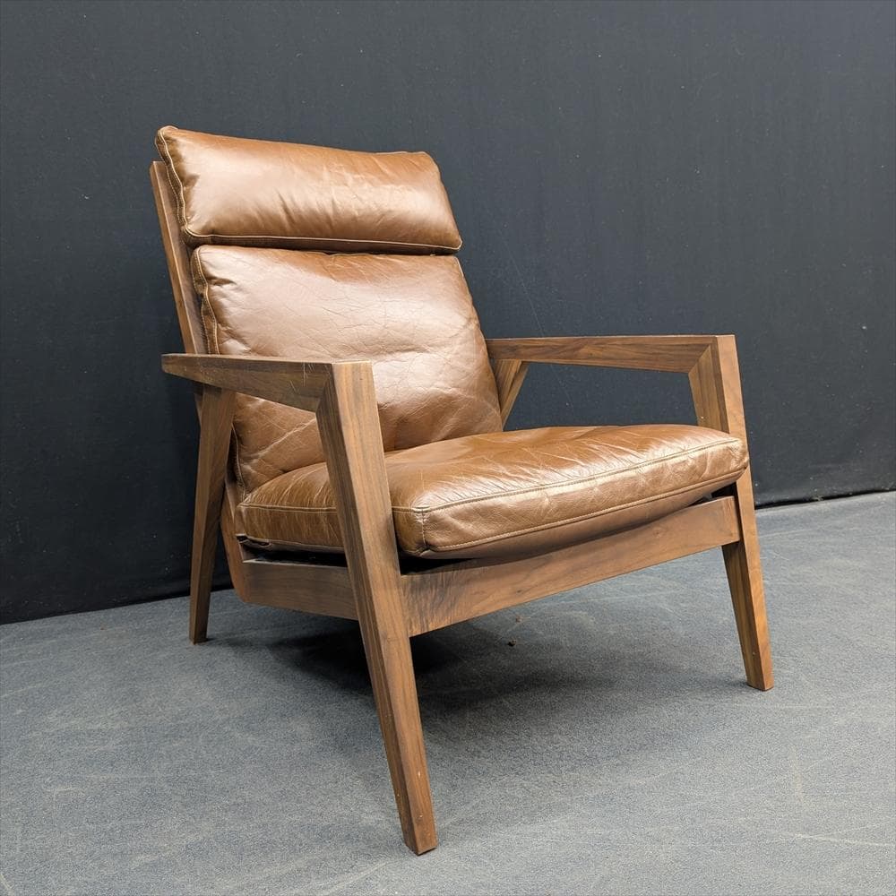 シギヤマ家具　岩倉榮利　ウォールナット　本革　イージーチェア　シングルソファ