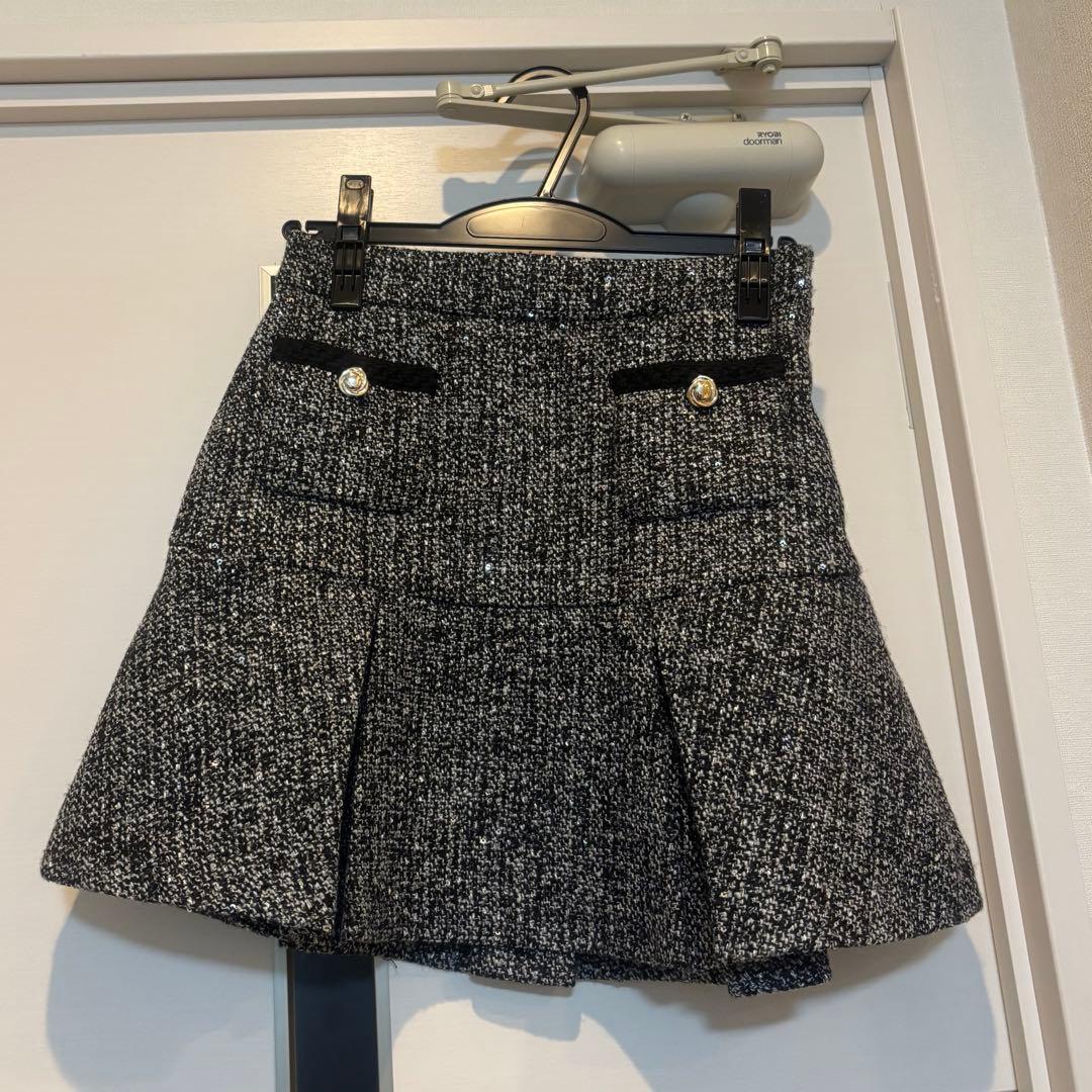 リリーブラウン ツイードタックミニスカート