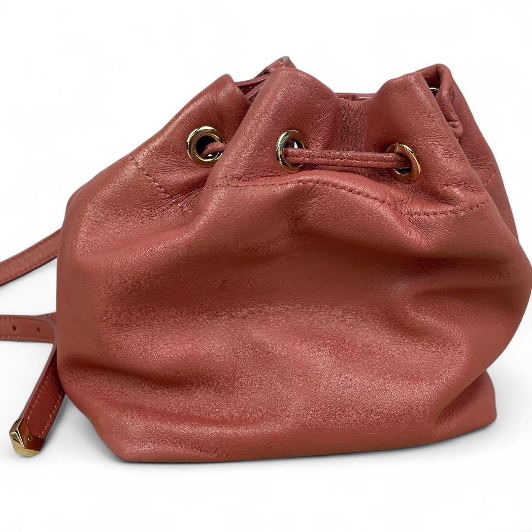 美品　ジミーチュウ　ジュノ　ショルダーバッグ 巾着　ローズウッド レザー