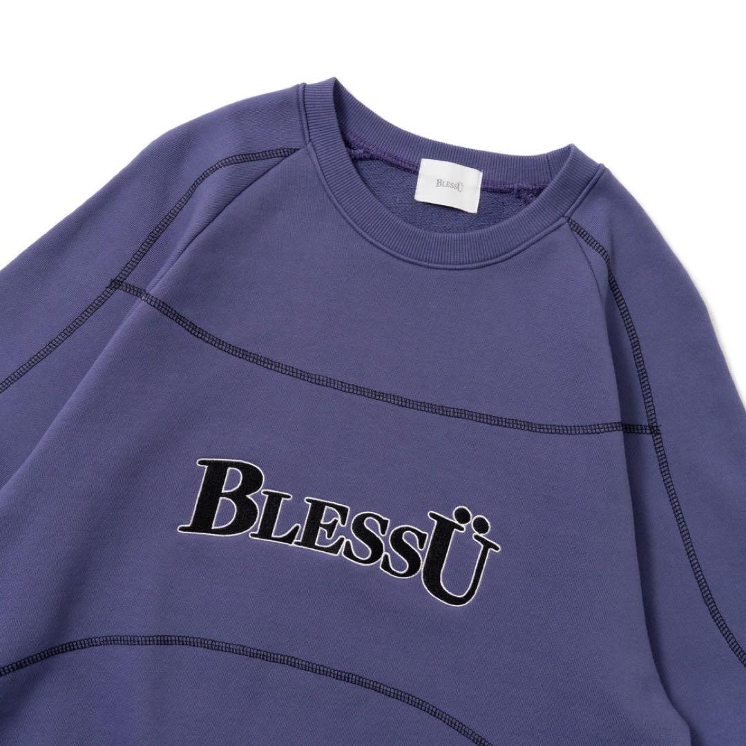 ブルー　bless u BU OG logo stitch sweatshirt