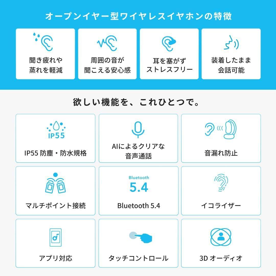 Soundcore AeroFit 2 ワイヤレスイヤホン オープンイヤー 黒