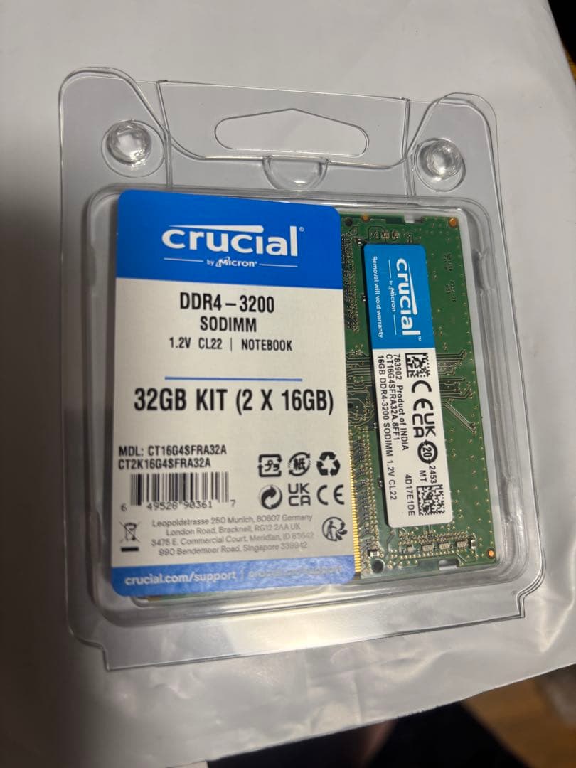 DDR4-3200 SODIMM 32GBKIT｛2x 16 GB)