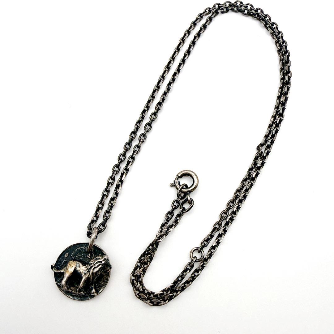 希少✨ agate アガット ネックレス ライオン モチーフ 動物 燻し SLV