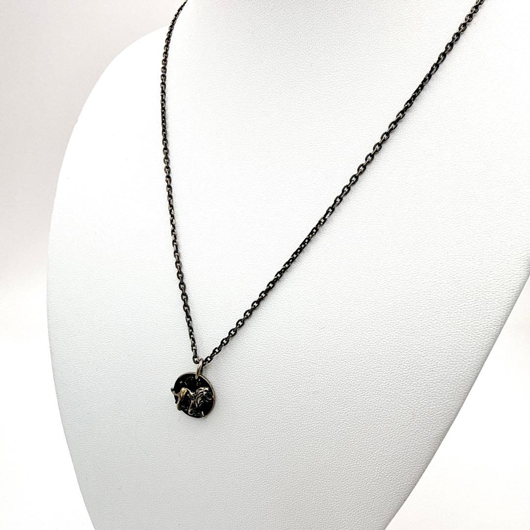 希少✨ agate アガット ネックレス ライオン モチーフ 動物 燻し SLV