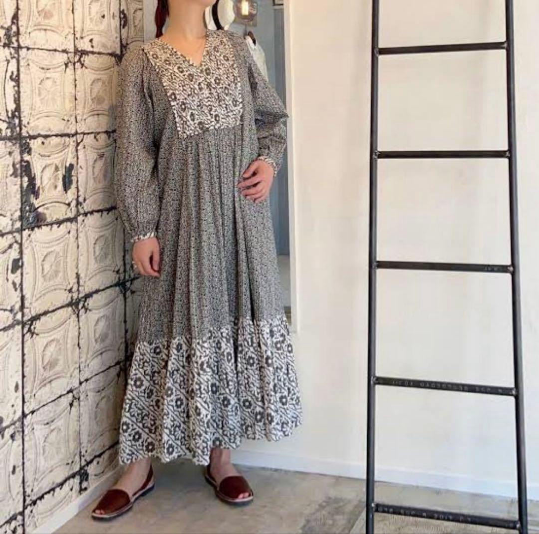 サラマリカ コットンルレックスダブルフラワープリントドレス