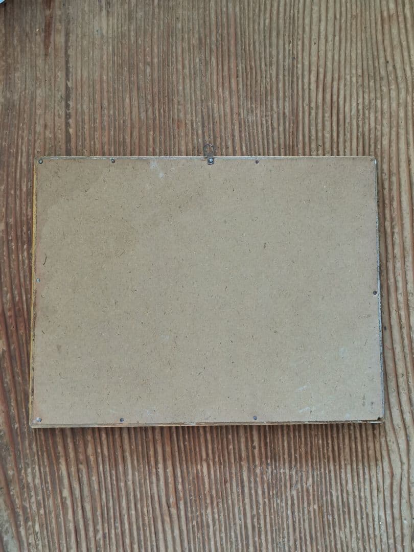 ベルギー アンティーク 狩猟シーンの印刷紙 馬と犬 額装 金彩彫ガラスフレーム