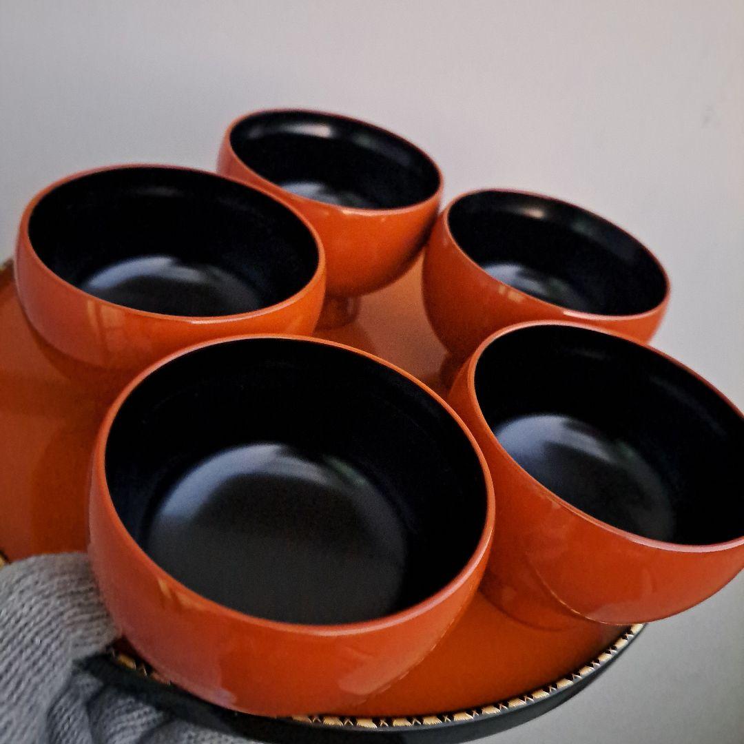 【輪島塗　まり椀×5客】布着本堅地 二代目\"九香作　未使用/長期保管品