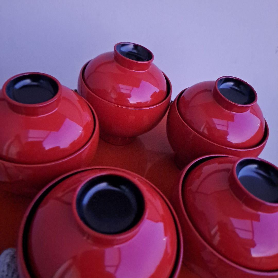 【輪島塗　まり椀×5客】布着本堅地 二代目\"九香作　未使用/長期保管品