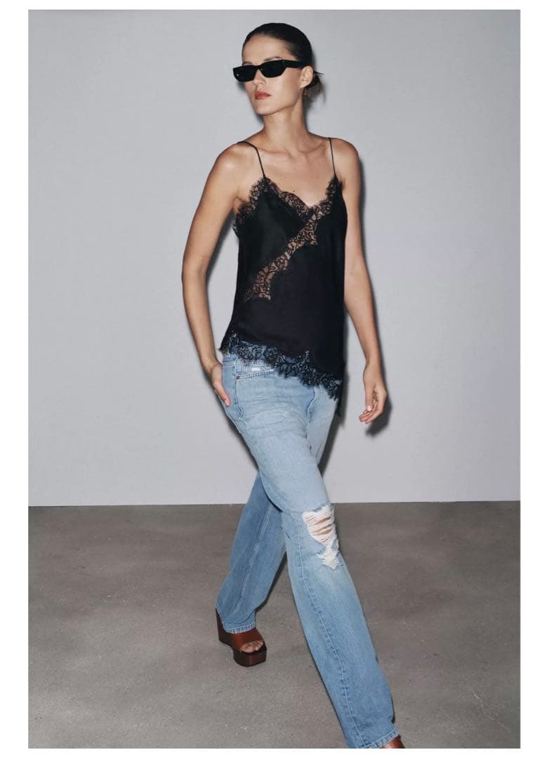 ZARA レーストリムキャミソール　S