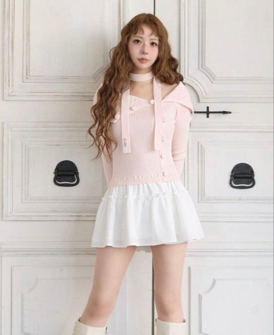 bubbles ケーブルオフショルワンピース ピンク