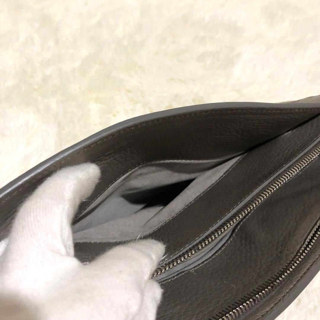 未使用ヒロフ　レザー トートバッグ グレージュ　シボ革