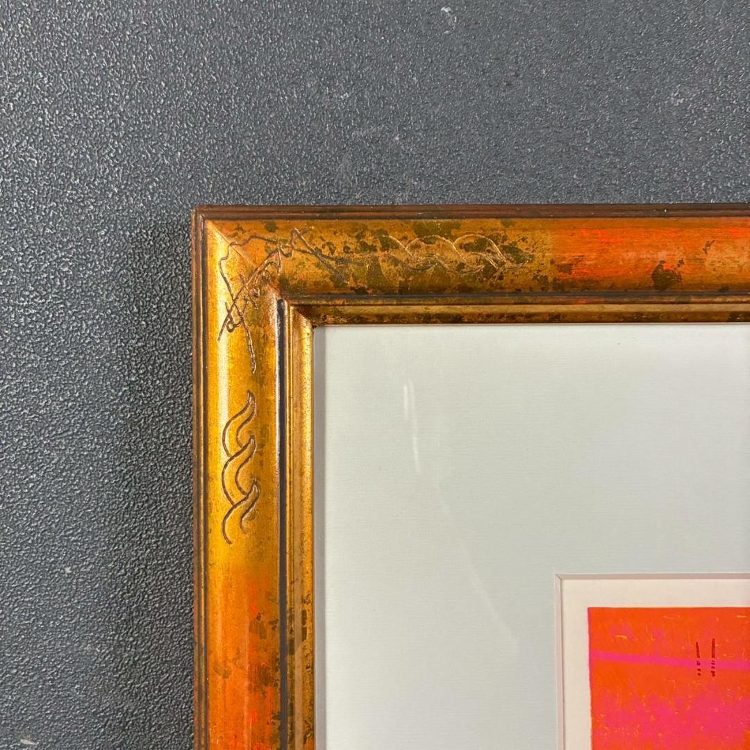 美品 牧野宗則「流れは広く」木版画 1998年制作 直筆サイン入 オリジナル額装