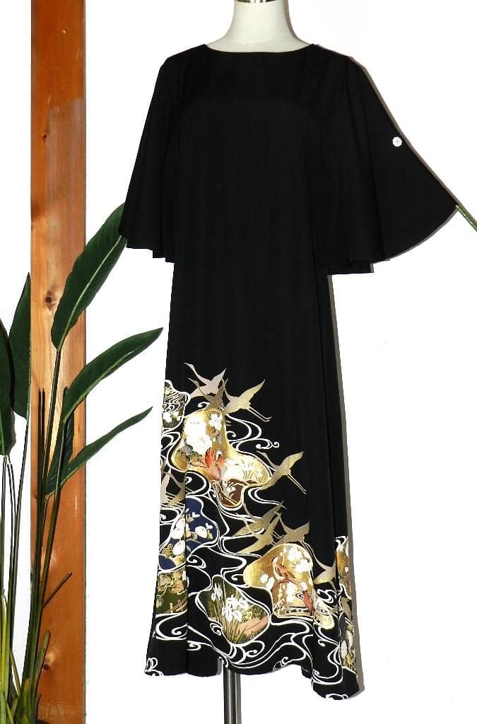 留袖　ワンピース　ドレス　フレアー袖　手書き友禅染　正絹　480　夢ちりめん