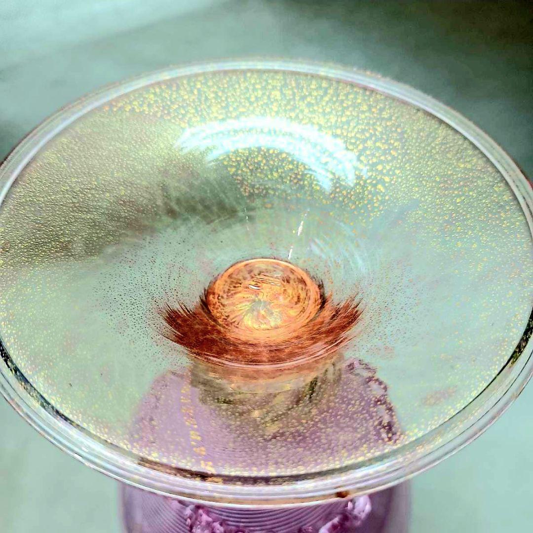 Murano 大型 ムラノ 金彩 ピンク ライン 水差し オブジェ