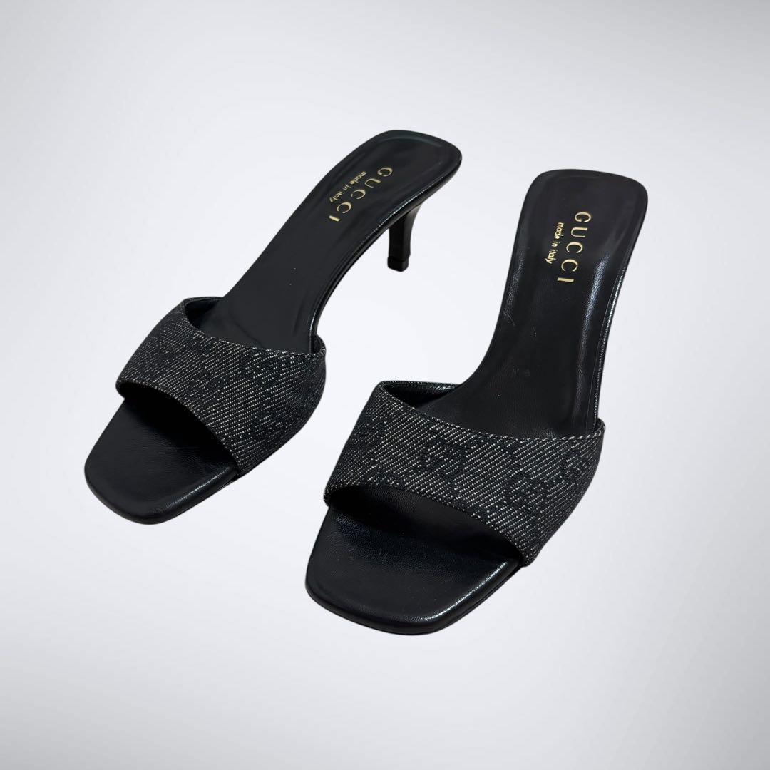 良品✨　GUCCI グッチ　GG サンダル　ミュール　ヒール　ブラック　23㎝