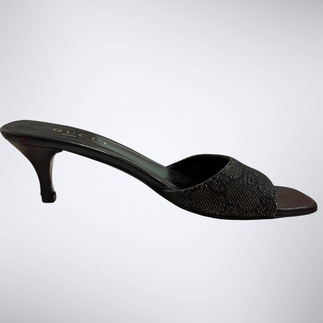 良品✨　GUCCI グッチ　GG サンダル　ミュール　ヒール　ブラック　23㎝