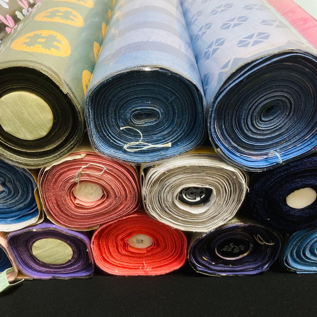 着物と帯オレンジ y219◾️未使用美品割と綺麗な木綿浴衣反物24点まとめて◾️