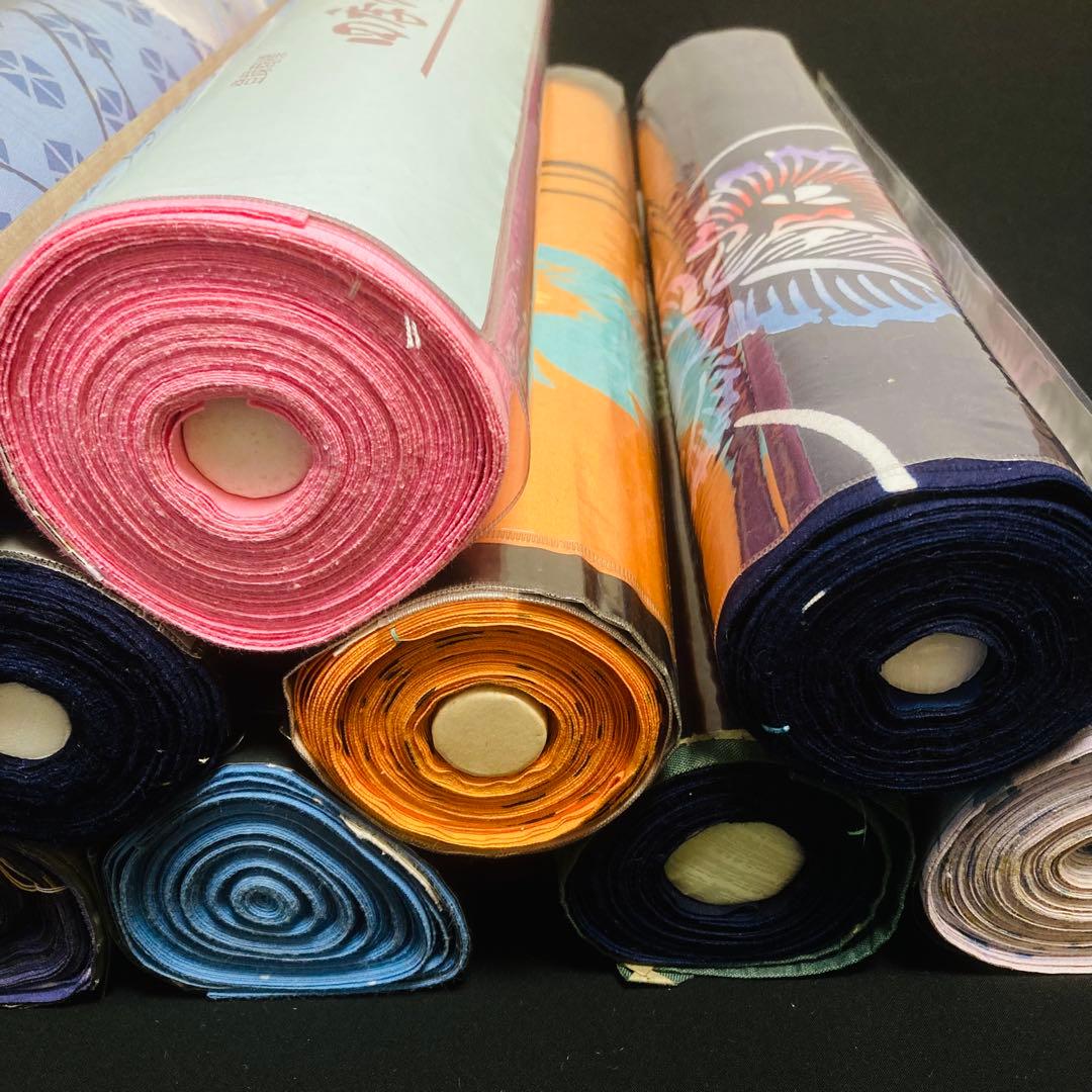 着物と帯オレンジ y219◾️未使用美品割と綺麗な木綿浴衣反物24点まとめて◾️