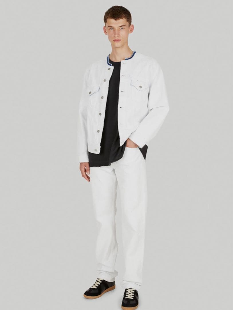 定価18万 メゾンマルジェラ 21aw ペンキ デニム ジャケット 白46