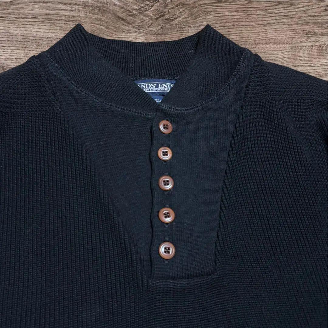 90s LANDS'END ヘンリーネック コットンニット USA製