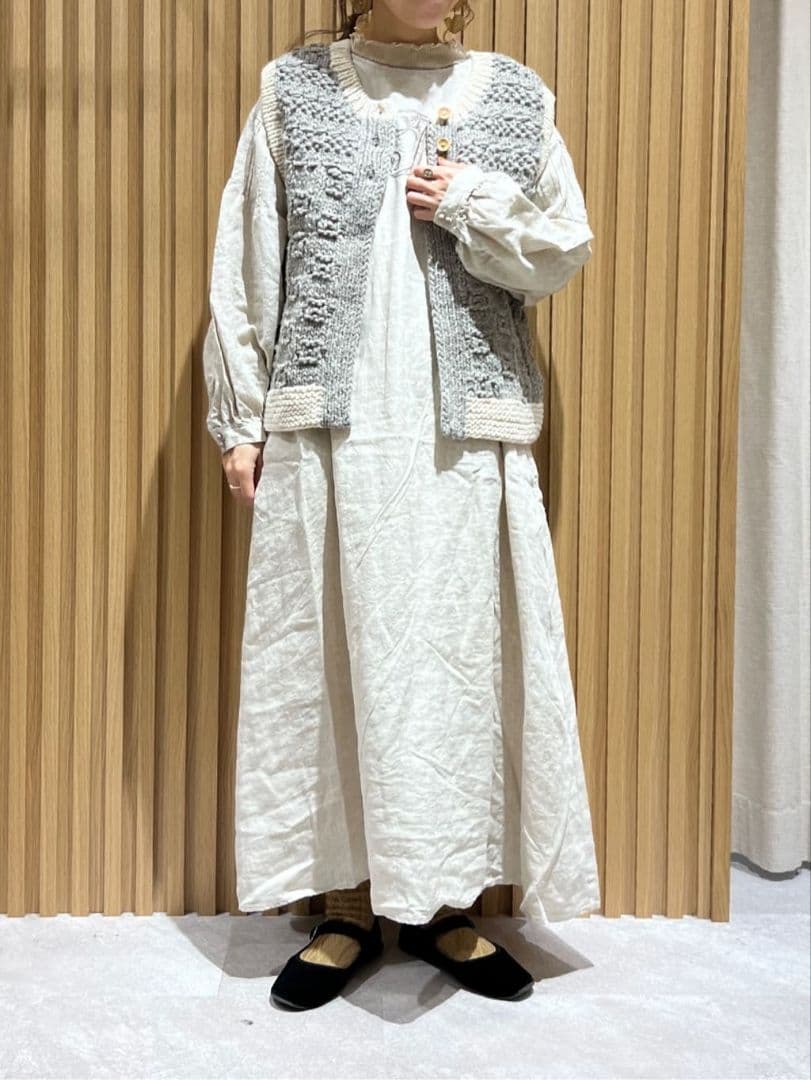 SM2＊ tsuharu ＊ペルーニット手編み前後着ベスト＊ベージュ★ 新品 ★