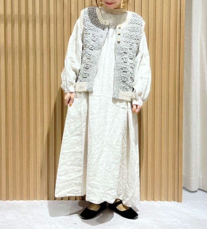 SM2＊ tsuharu ＊ペルーニット手編み前後着ベスト＊ベージュ★ 新品 ★