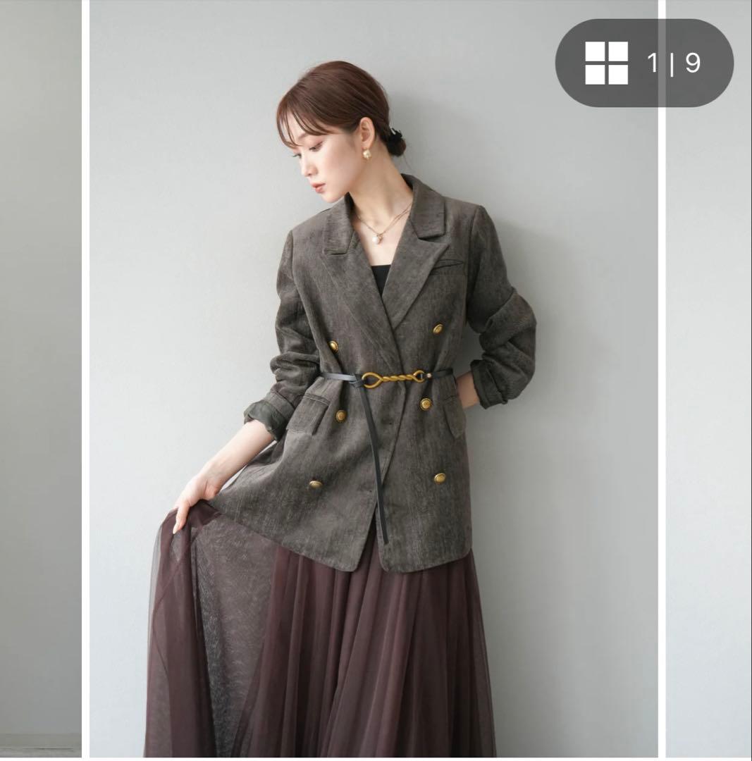 新品【Lumier】ベロアダブルジャケット＊ベルト付き/ブラウン