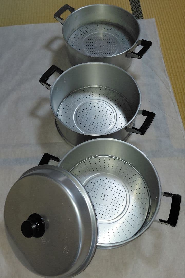 3段アルミ蒸し器 33センチ 　　　　　　(業務用)三升蒸し