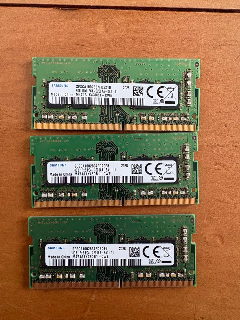 ⭐︎ドラえもん出品Samsung DDR4 8GB メモリー 3枚セット