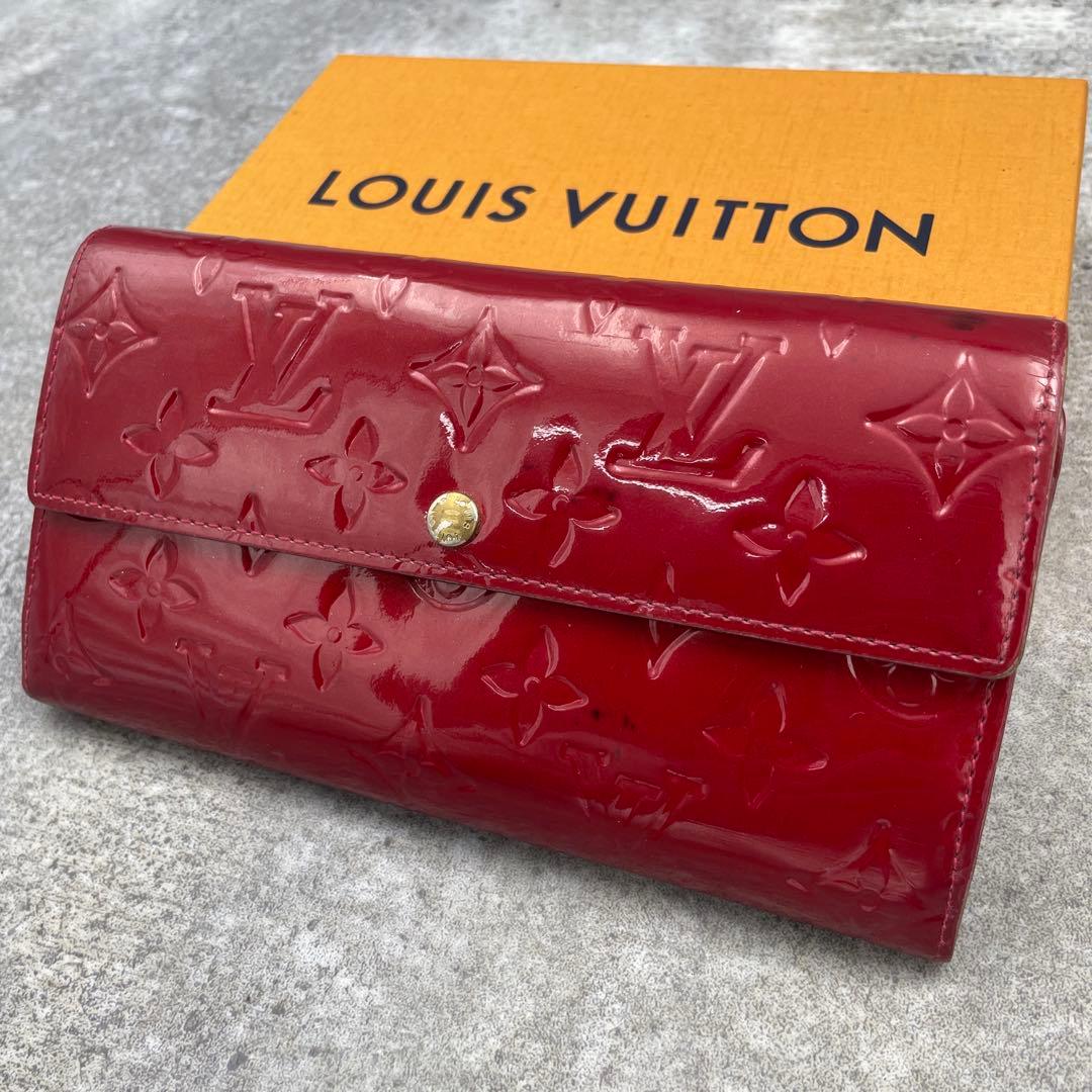 【微美品】LOUIS VUITTON ルイヴィトン　長財布　ヴェルニ　赤　レザー