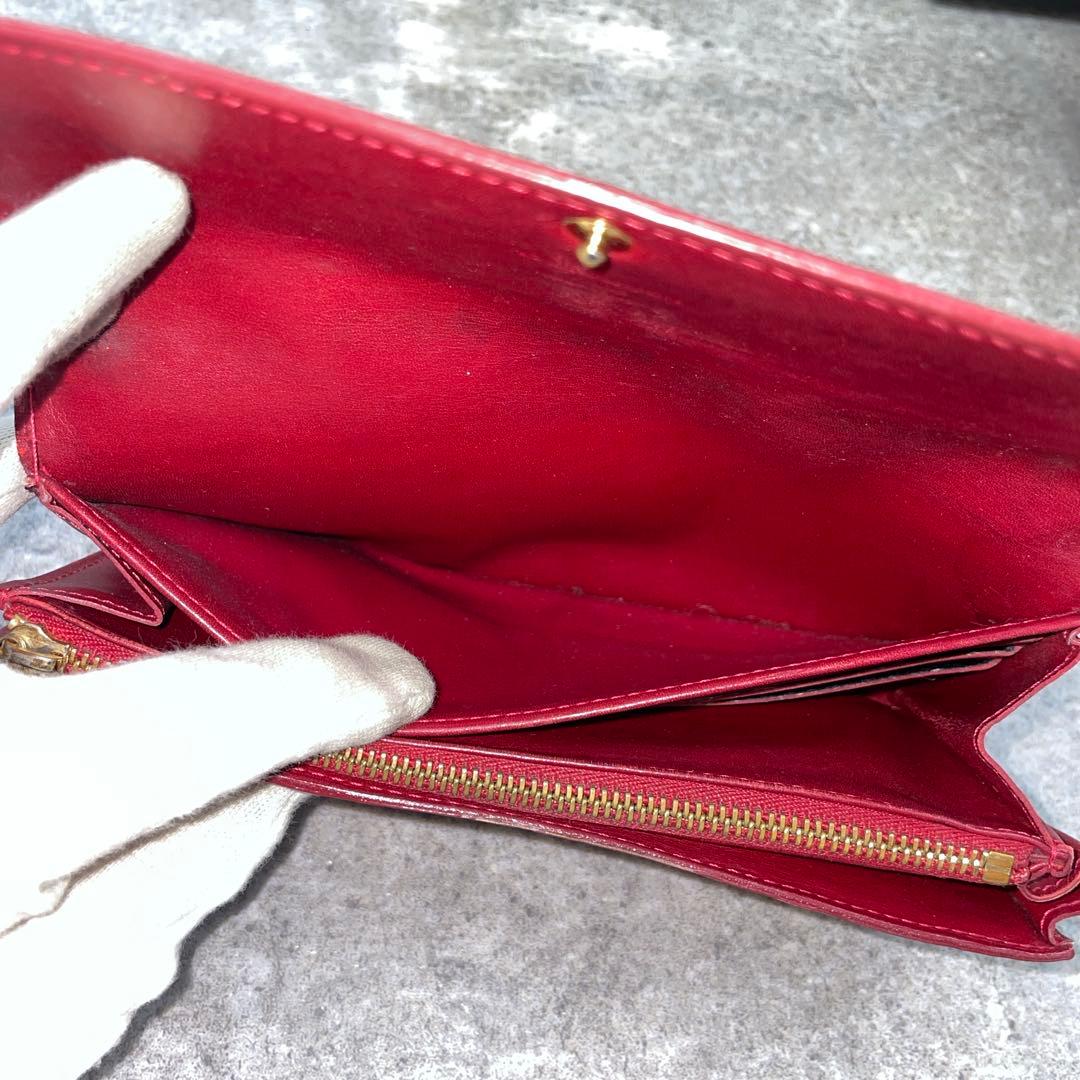 【微美品】LOUIS VUITTON ルイヴィトン　長財布　ヴェルニ　赤　レザー