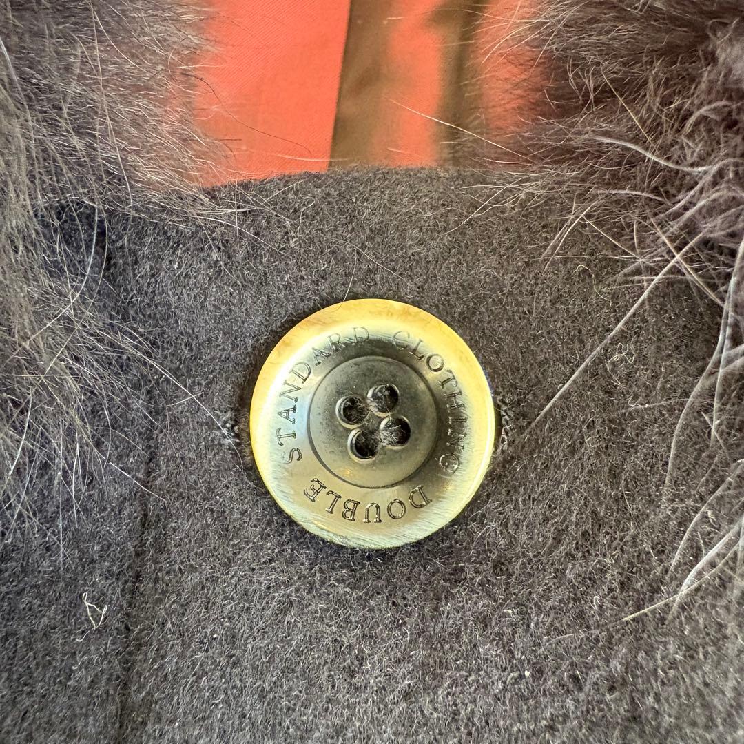 Sov. ソブ ブルーフォックスファー付 アンゴラロングコート 38 紺