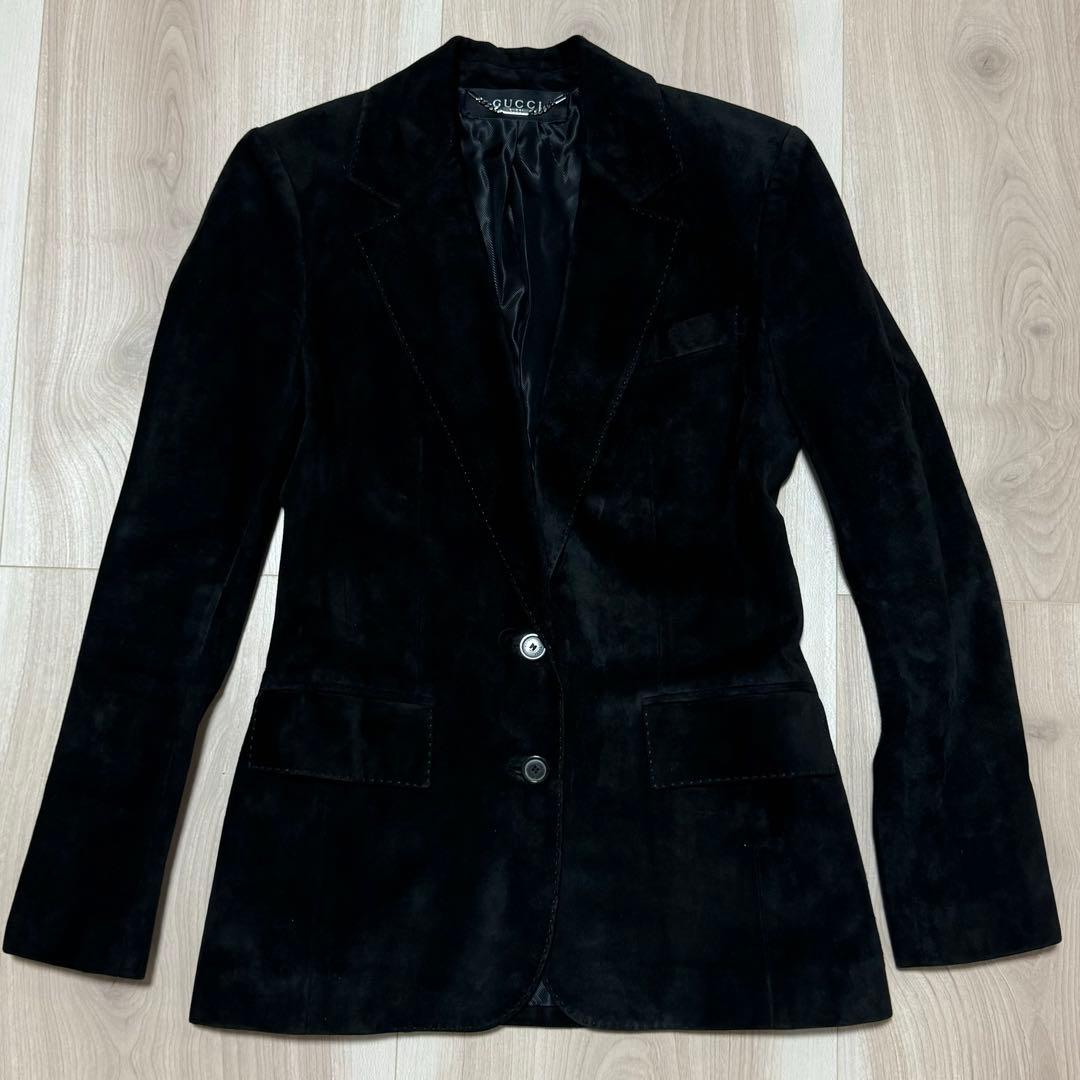 GUCCI グッチ レディース ジャケット スエード調 黒 38 ヴィンテージ