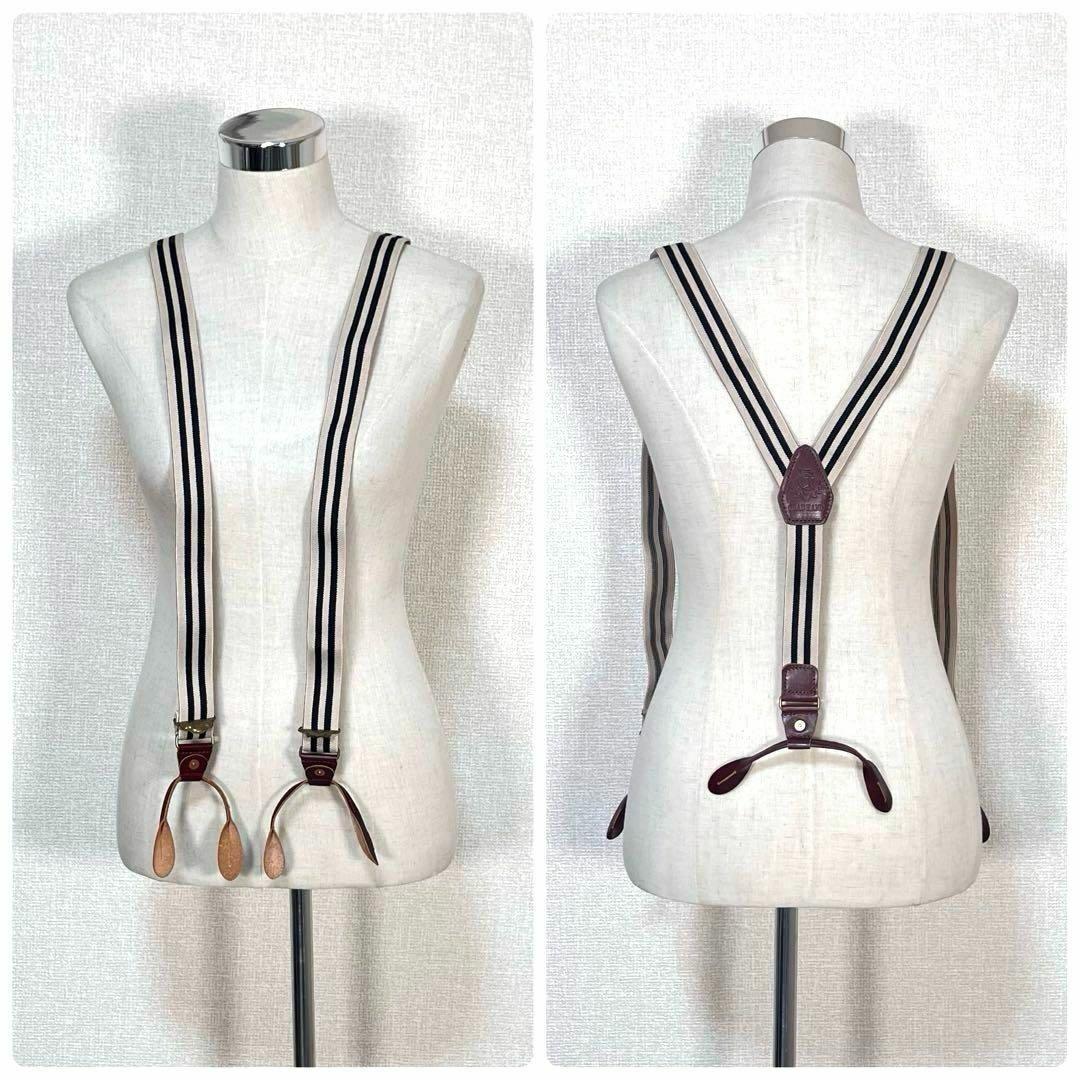 【極美品】GLAD HAND/グラッドハンド　サスペンダー　レザー　ロゴ入り