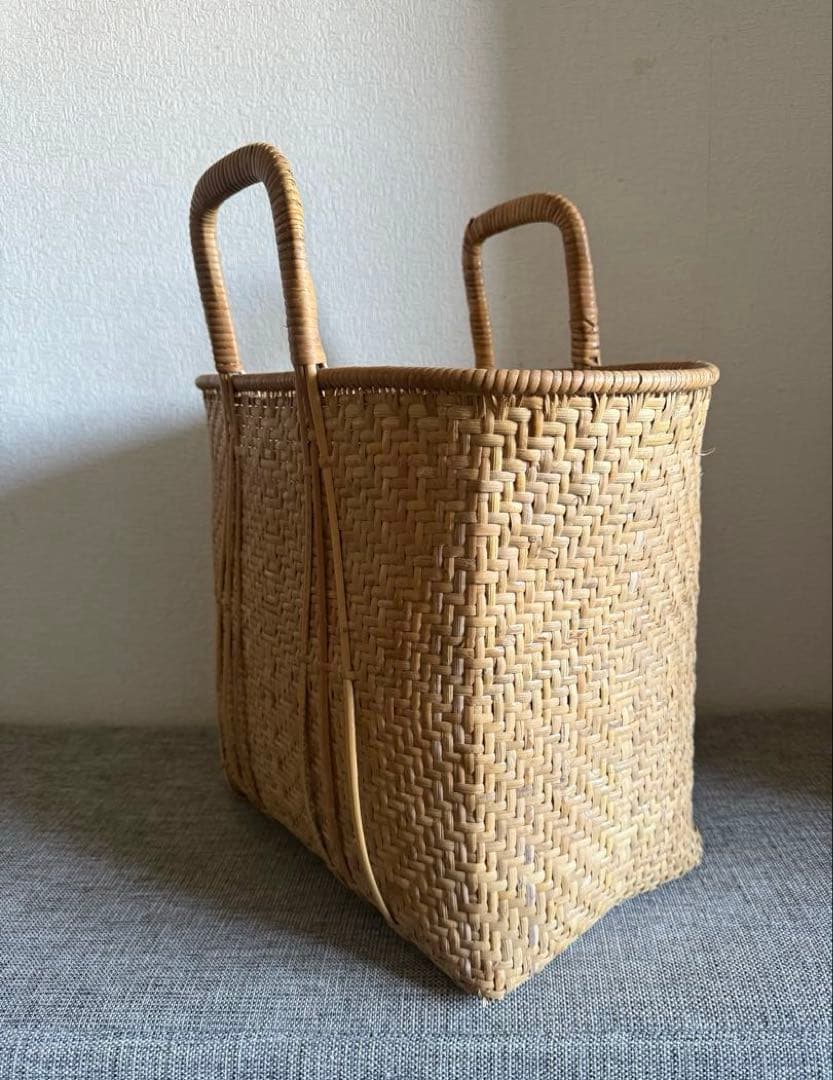竹籠バッグ かごバック 竹籠 買い物かご マルシェ vintage