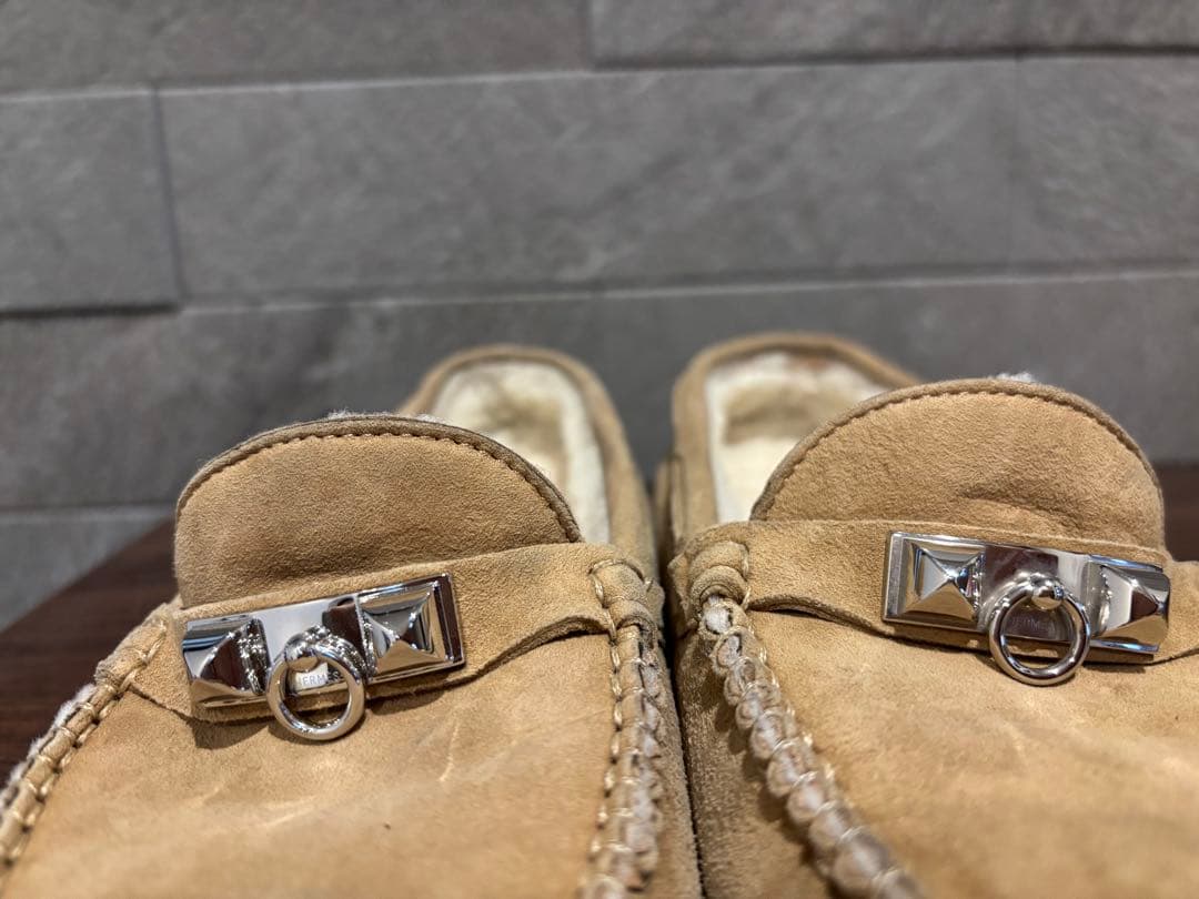 エルメス　37 モカシン　ムートン　23.5cm 24cm