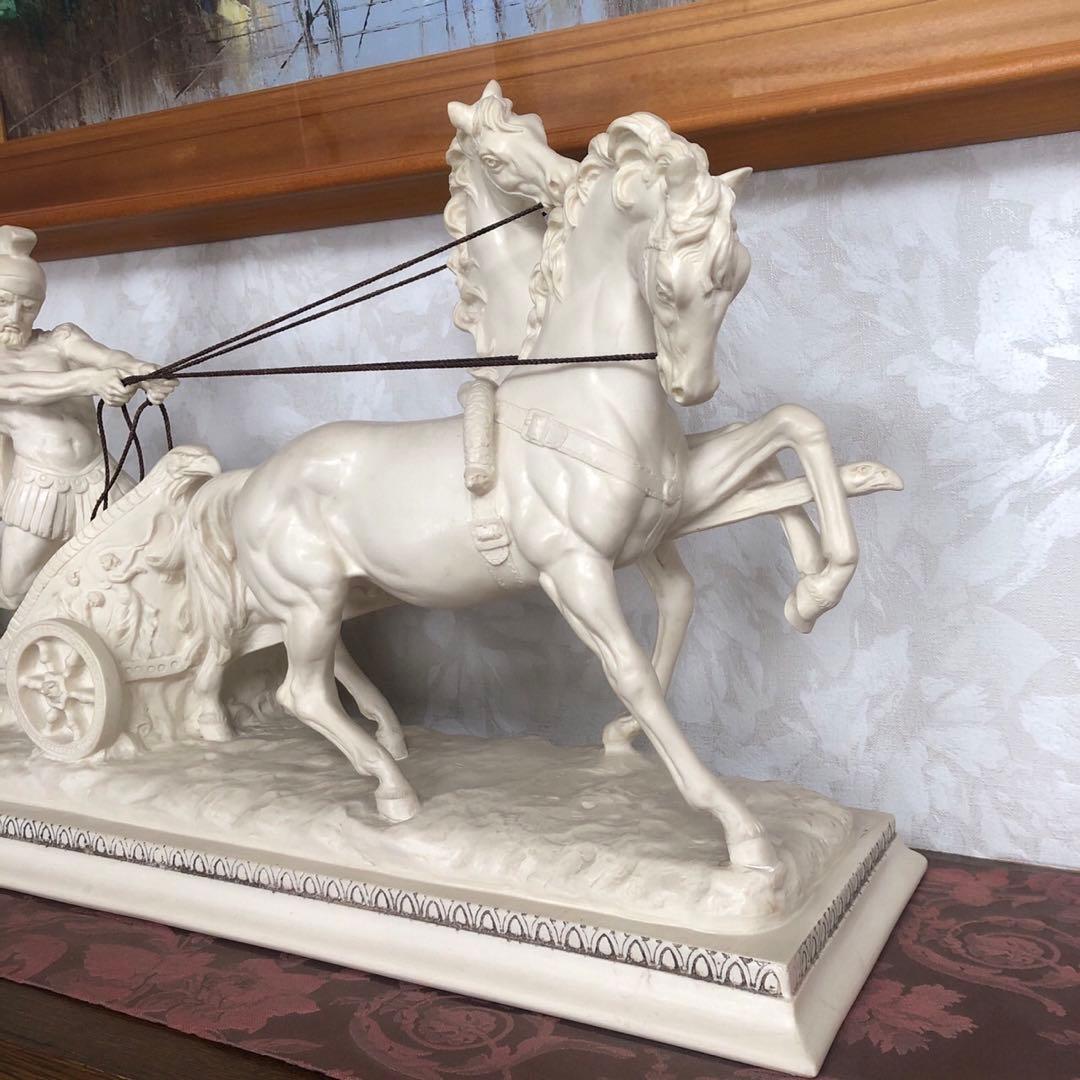 置物　イタリア製　手綱　ポニー　騎士と馬