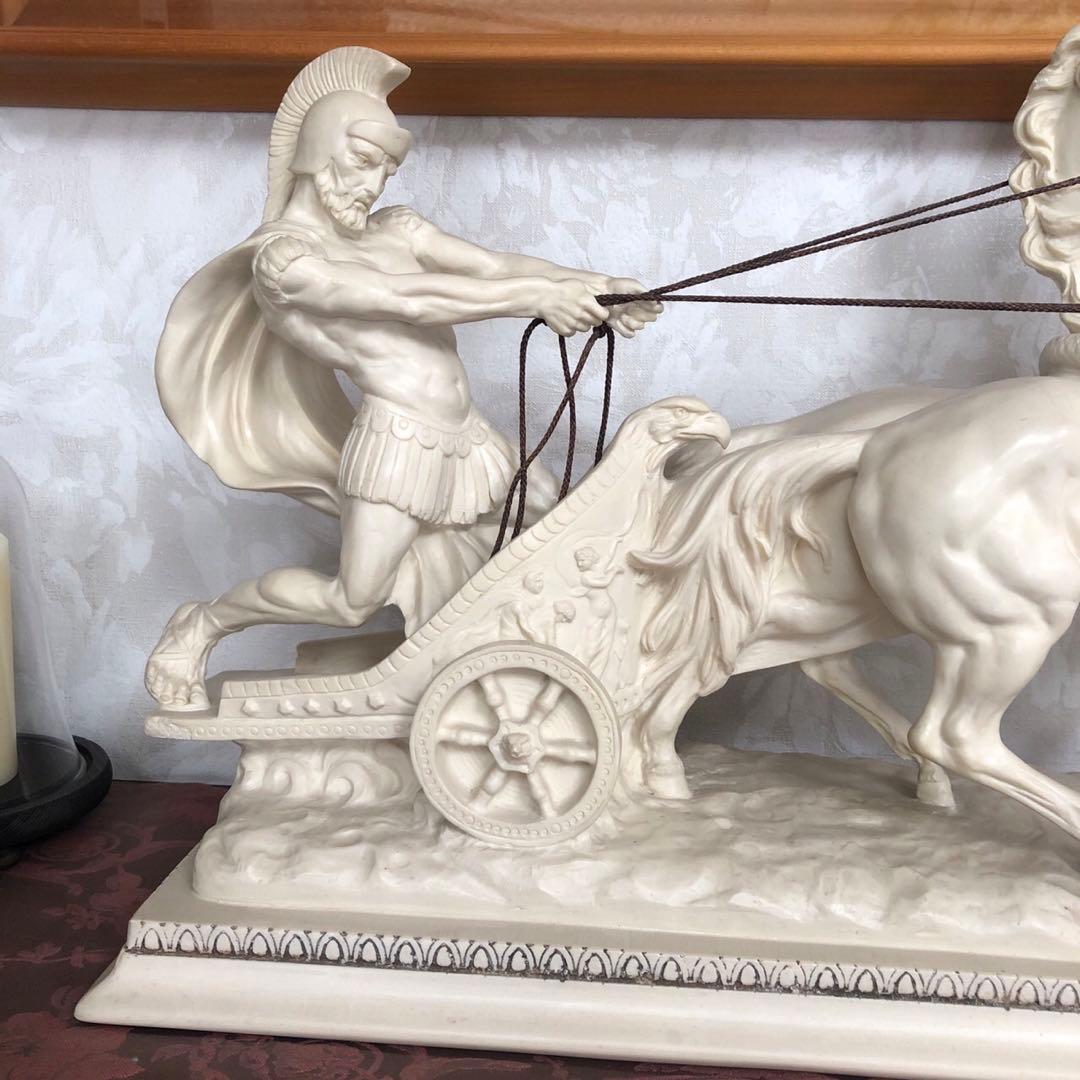 置物　イタリア製　手綱　ポニー　騎士と馬